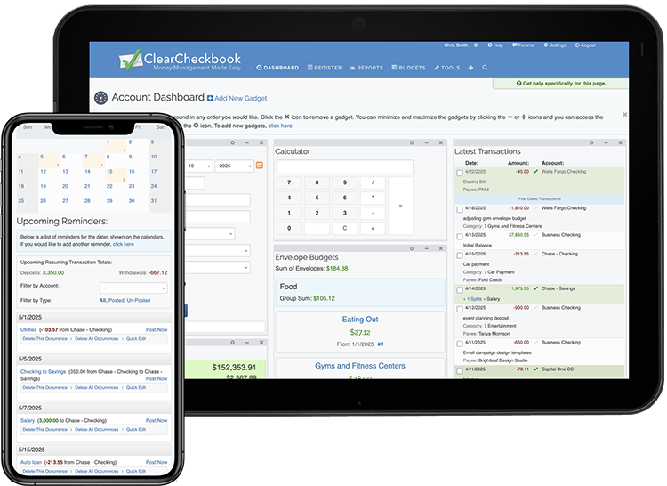 ClearCheckbook for phones and tablets