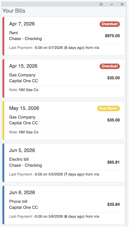 Bill Tracker - Bill Gadget