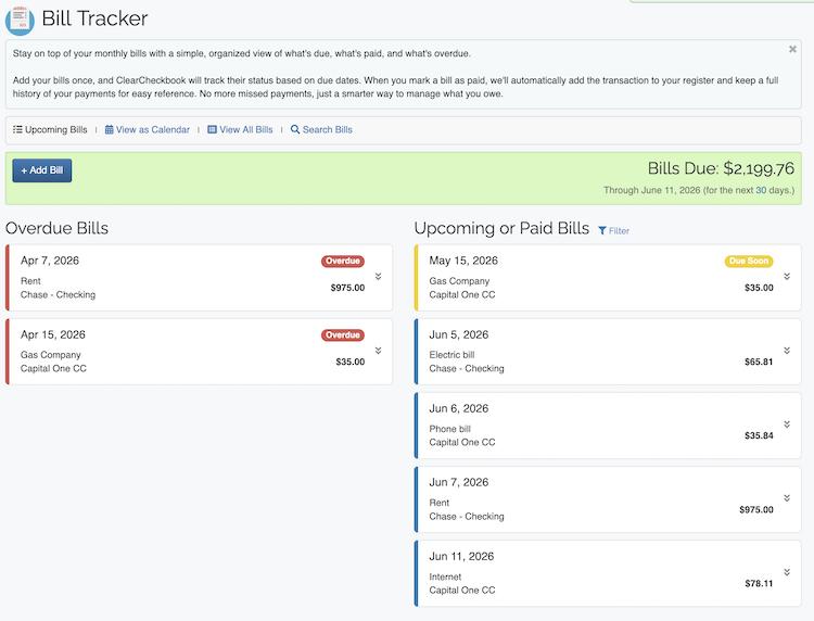 Bill Tracker - List of Bills