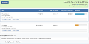 Debt Snowball Calculator - List of Debts