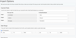 Import Transactions - Select your file