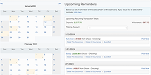 Recurring Transactions - Calendar
